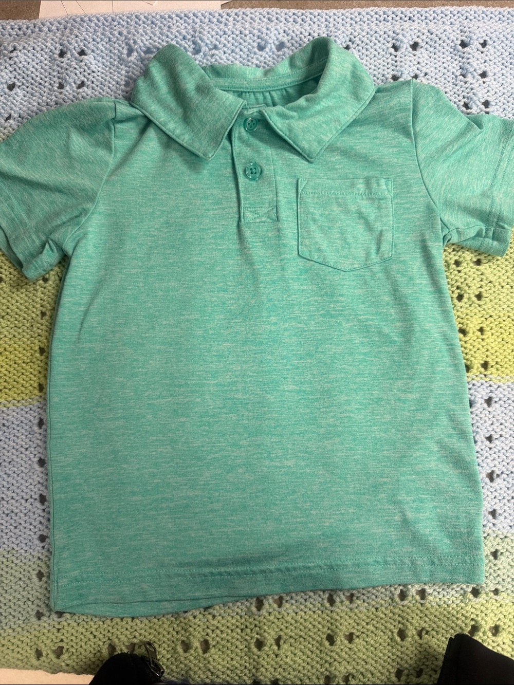 Cat & Jack Mint Green Heather Short-Sleeve Polo